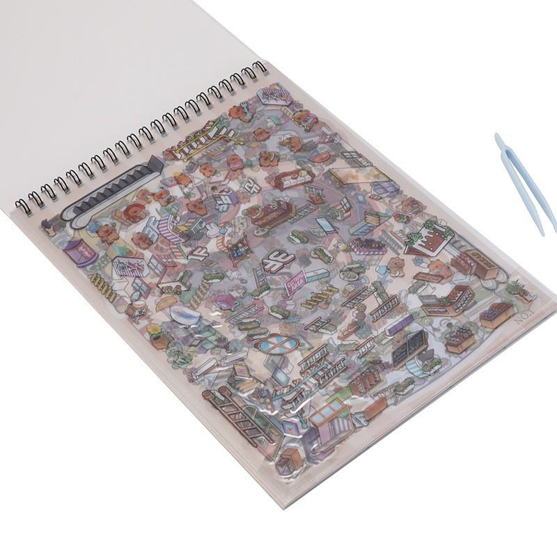 3D Cartoon Cottage Miniature Landscaping Sticker Book: DIY Scene Decoration Washi Stickers