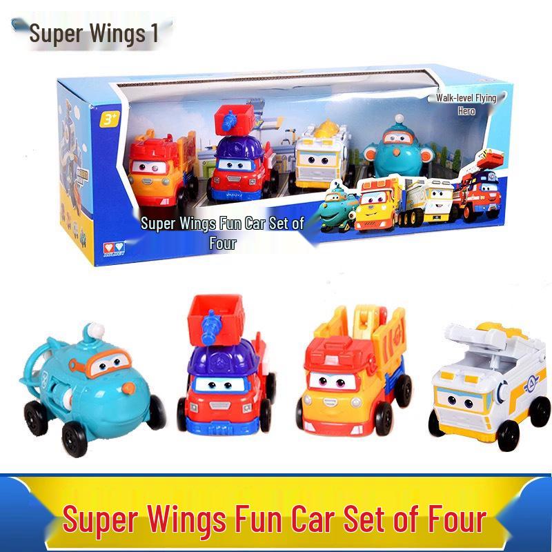Super Wings Mini Toy Set: Fire Truck Da Yong, Construction Vehicle Willie, Space Vehicle Doli, Jett.