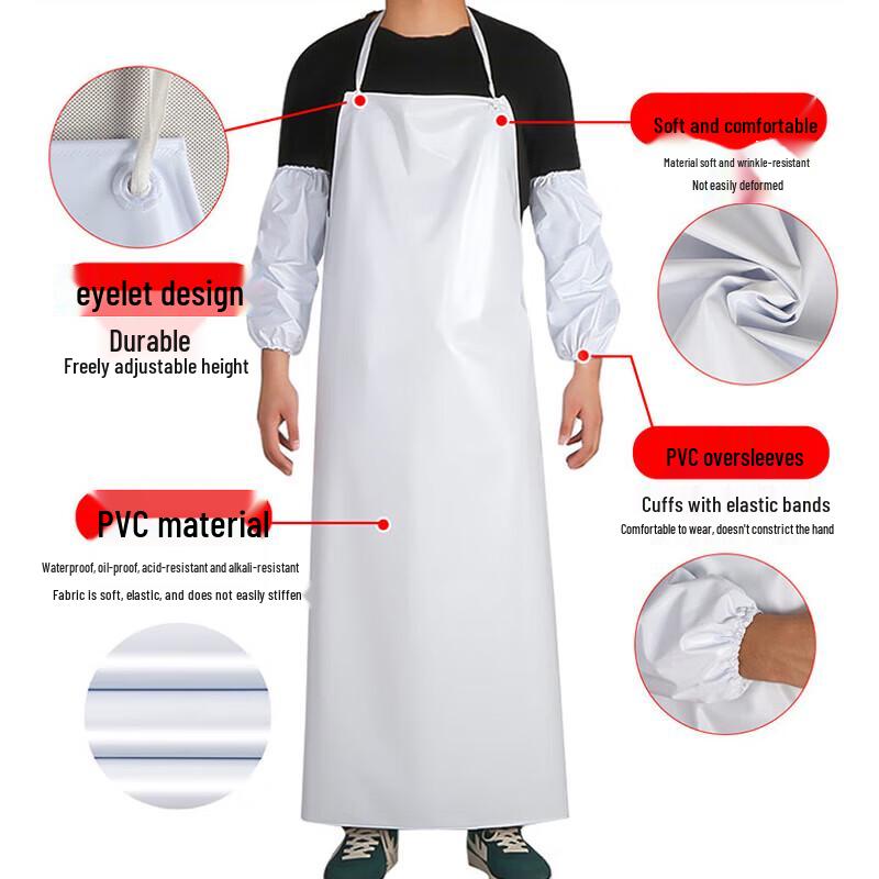 White Waterproof PVC Apron with Sleeves