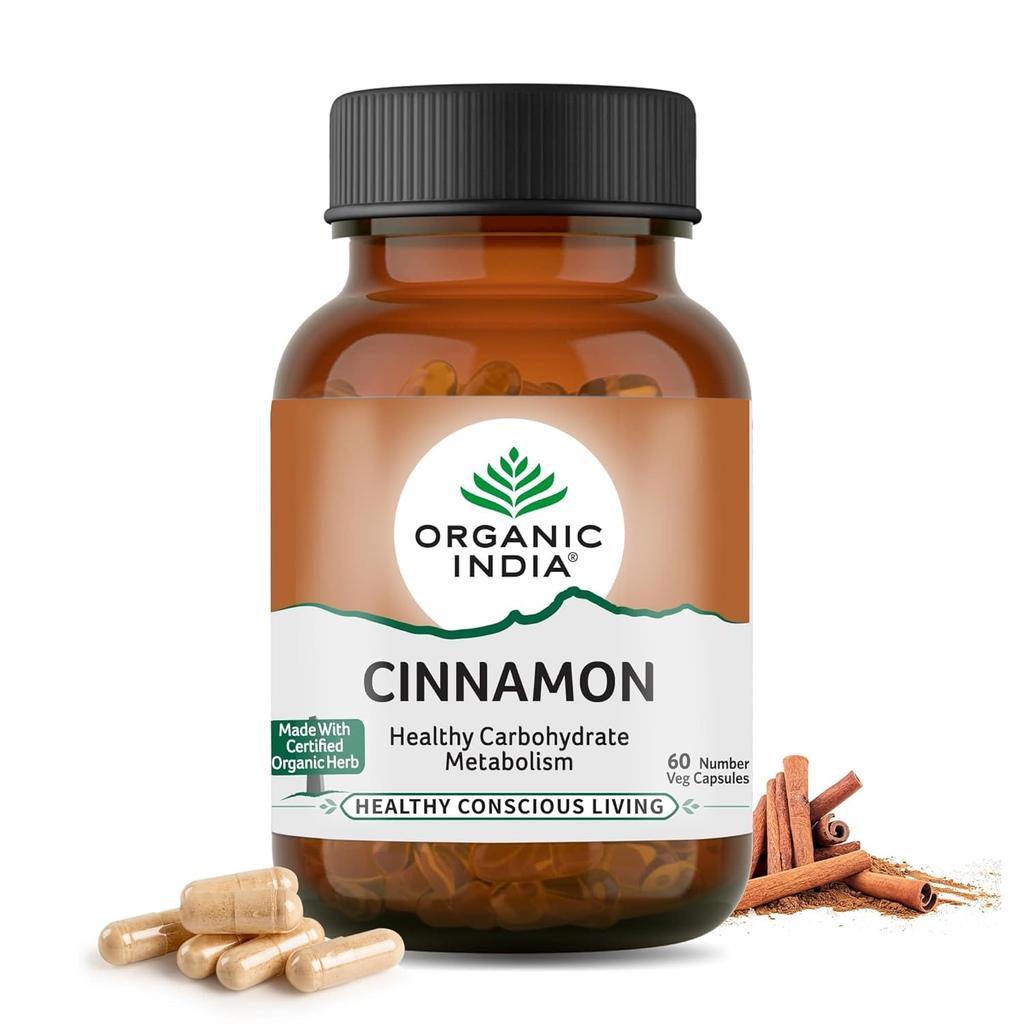 Organic India Cinnamon 60 Capsules Pack of 3 – Supports Metabolism, Digestion & Joint Health Supplement