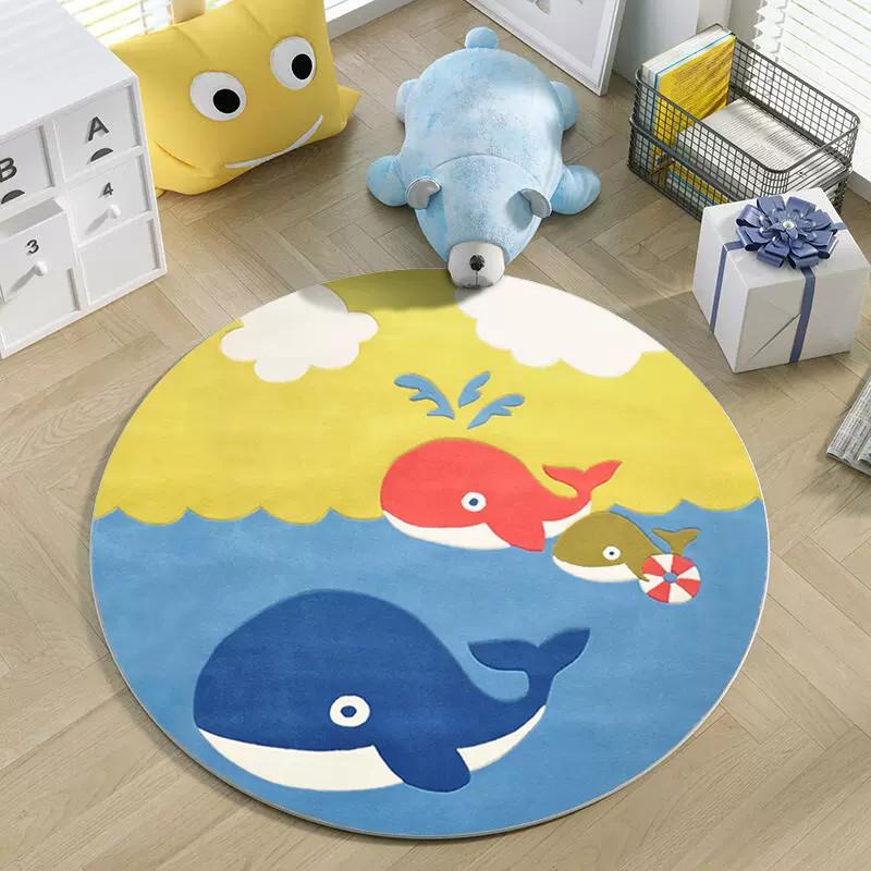 Round Cartoon Plush Carpets Cute Children's Room Decoration Rug Large Area Living Room Rugs Bedroom Bedside Carpet Washable Mats