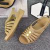 Summer New Sandals for Women Fashionable Outerwear Slope Heel Anti Slip Middle Aged and Elderly People Cold Slippers