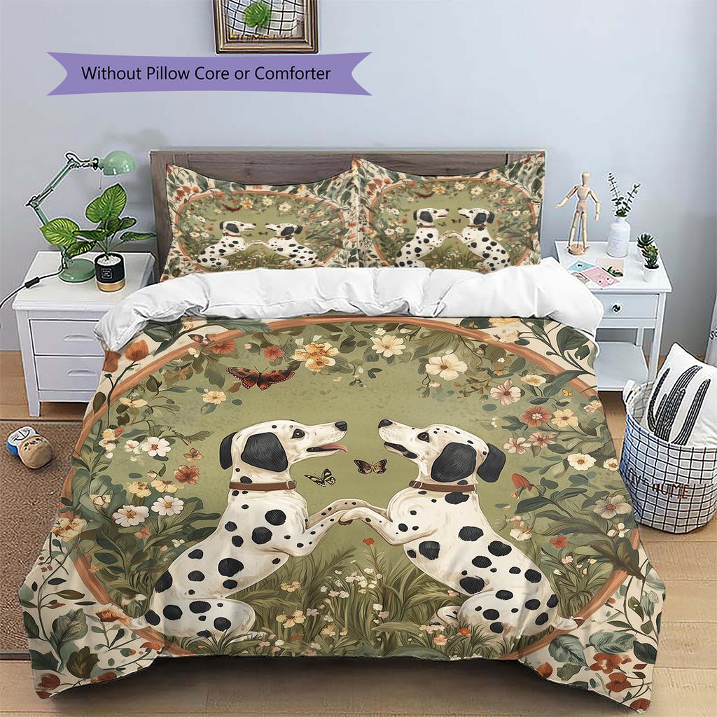 Biancheria da letto con motivo dalmata sull'erba Decorazione per la casa Regalo di compleanno (1 * copripiumino + 2 * federa, senza nucleo)