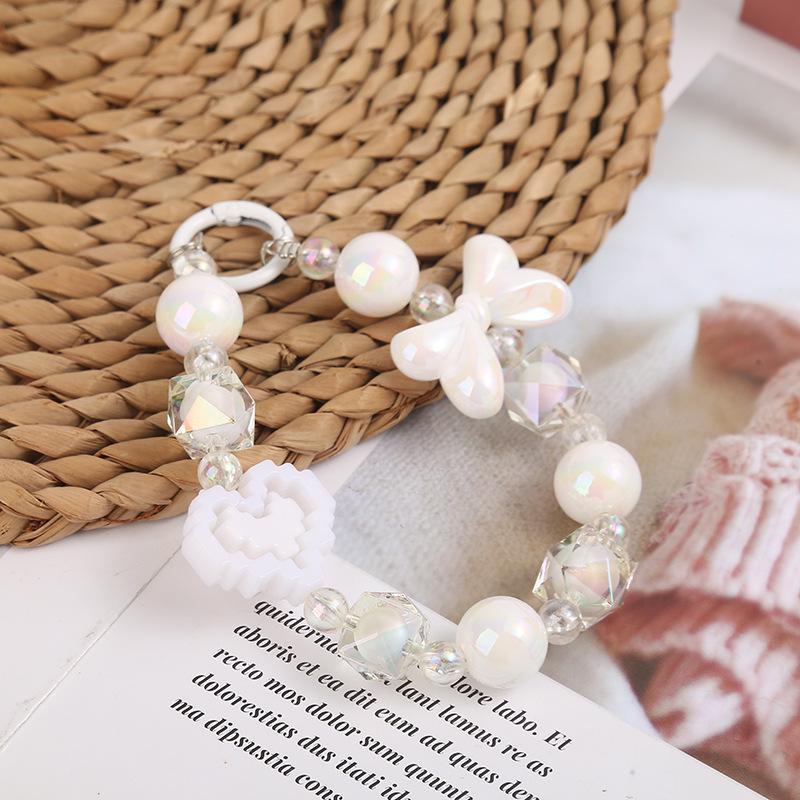 Candy Color Butterfly Beaded Phone Lanyard, Keychain & Heart Pendant with Building Blocks