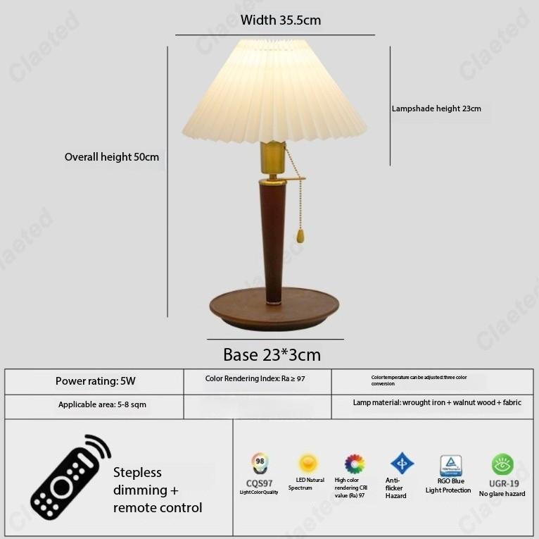 Creative Retro LED Pleated Small Desk Lamp Bedroom Bedside Lamp Living Room Study Decorative Atmosphere Lighting