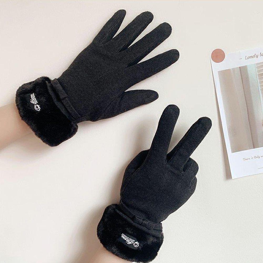 Korean Style Gloves Full Finger Gloves  Driving Mitten Autumn Winter Female Gloves