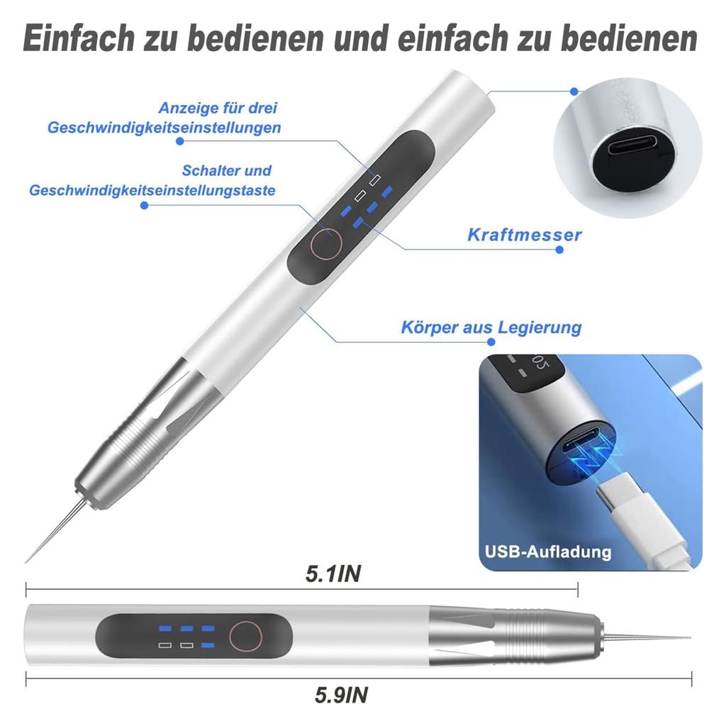 Wiederaufladbarer Gravierstift, tragbarer DIY-Rotationsgravierer, mehrere Geschwindigkeiten, multifunktional, für Schmuckdekorationen und Kunst