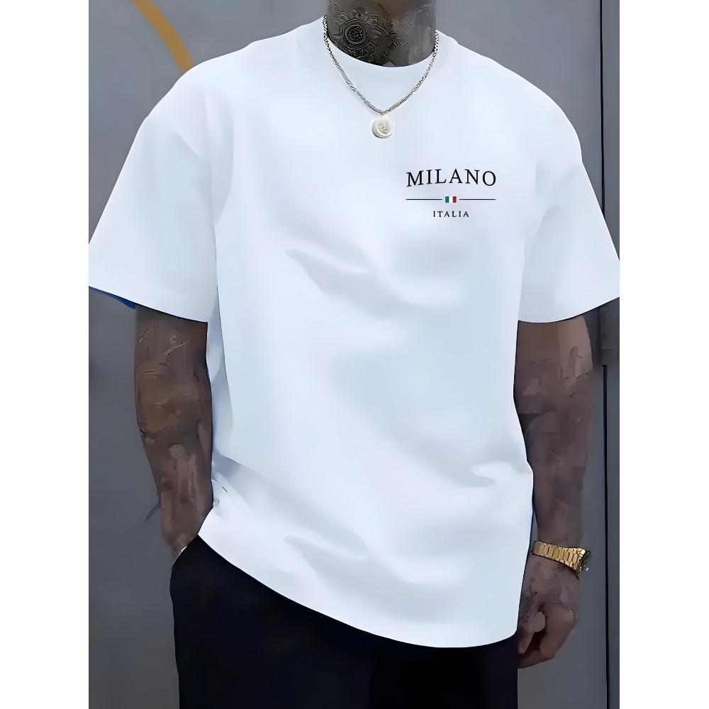 European Sizes Loose Trendy T-Shirt for Men, Short-Sleeved, Versatile Summer Round Neck