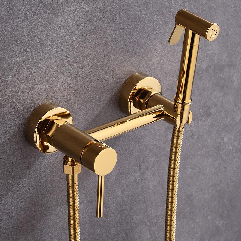 Messing Wasserhahn Dusche Bidet Tragbarer Sprüher Badezimmer Toilette Bidet Heiß- und Kaltmischer Wasserventil Jet-Set Hygienedusche