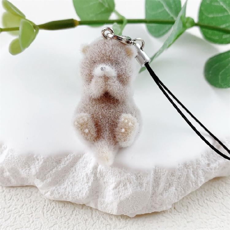 Charm Flocking Otters Pendant Multifuntional Phone Accessory Lovely Aesthetic Keychain Suitable for Woman and Girl