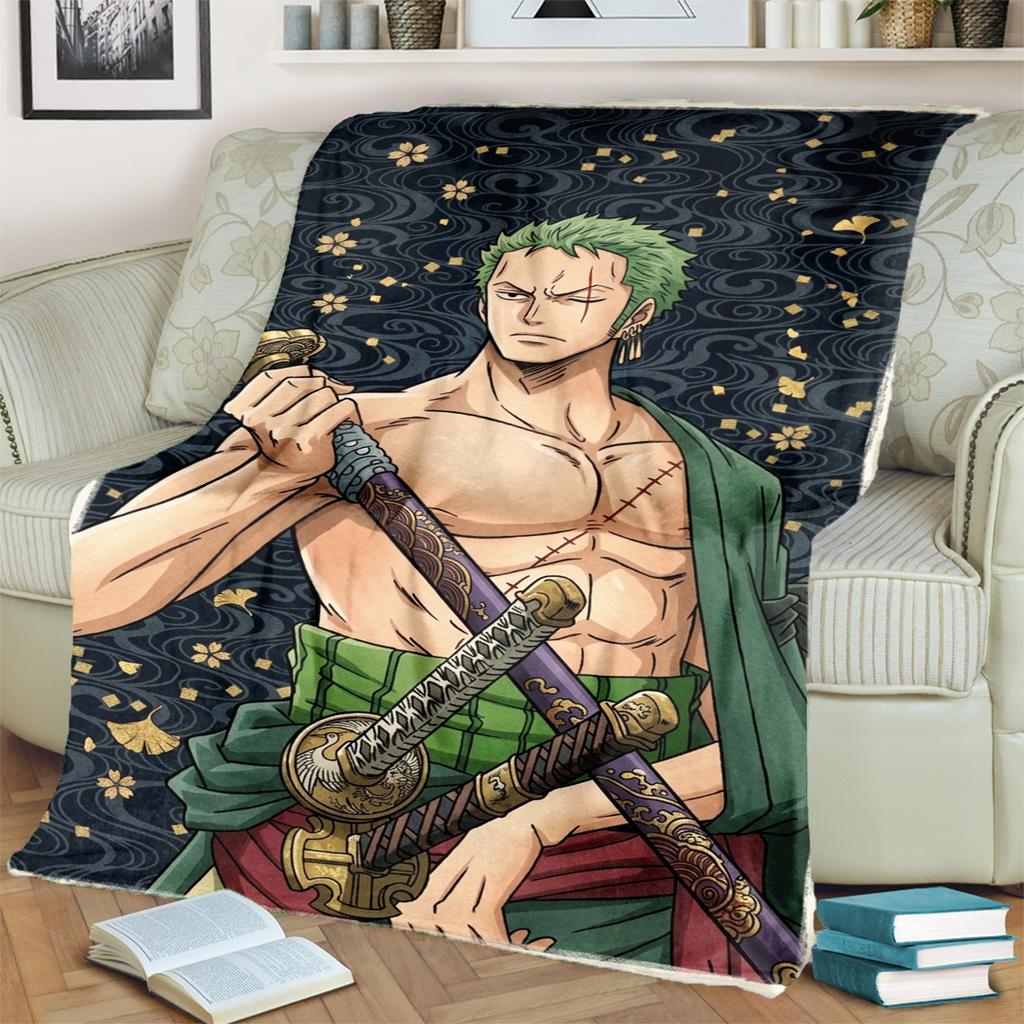 "ONE PIECE" Pattern Warm Blanket Flannel Soft for Sofa, Bed, Picnic and Travel
