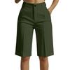 Women High Waist Straight Leg Tailored Bermuda Shorts Simple Design Office Style Knee Length Suit Shorts with Pockets