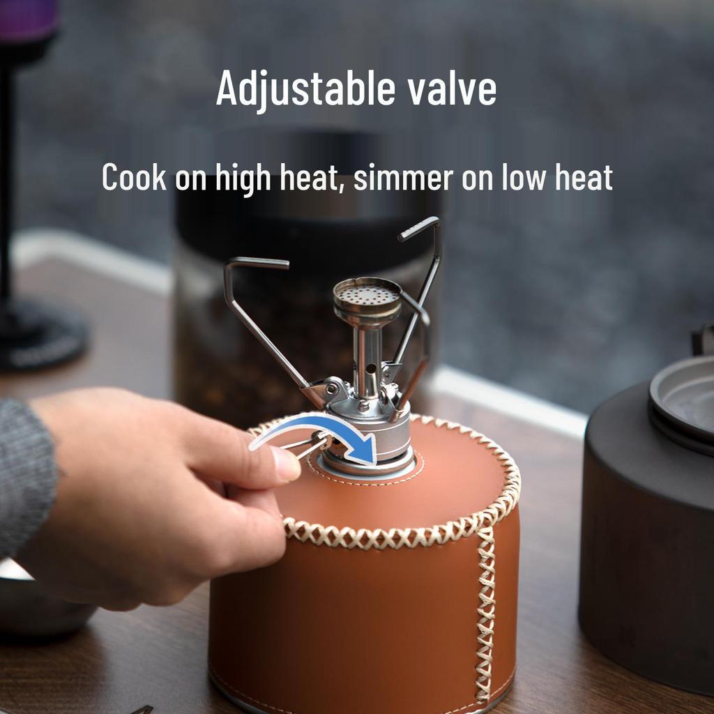 Mountain Guest Three-Leaf Portable Windproof Folding Gas Stove for Outdoor Camping and Tea Brewing