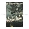 WW2GarageSign "The Enemy Sees Your Light" German Blackout WW2 Metal Plaque - Classic Garage Decor Tin Poster