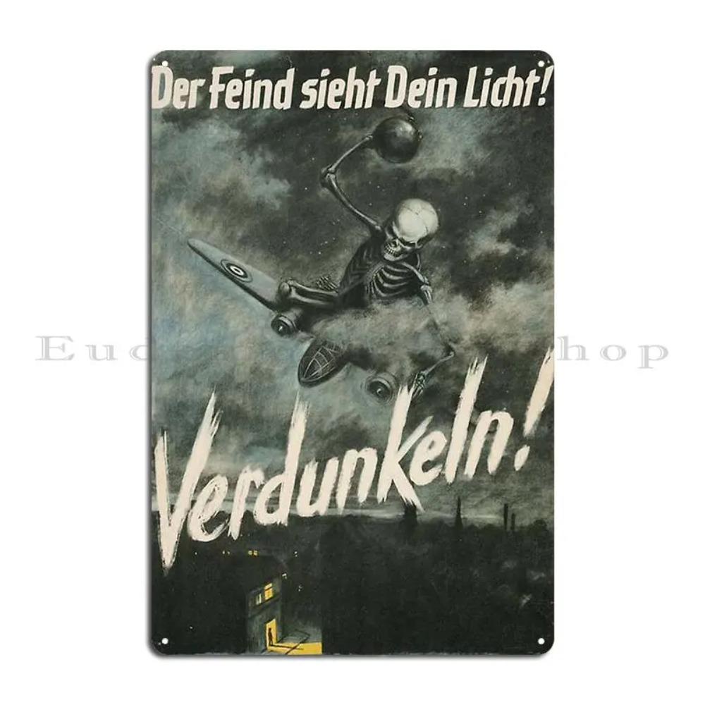 WW2GarageSign "The Enemy Sees Your Light" German Blackout WW2 Metal Plaque - Classic Garage Decor Tin Poster