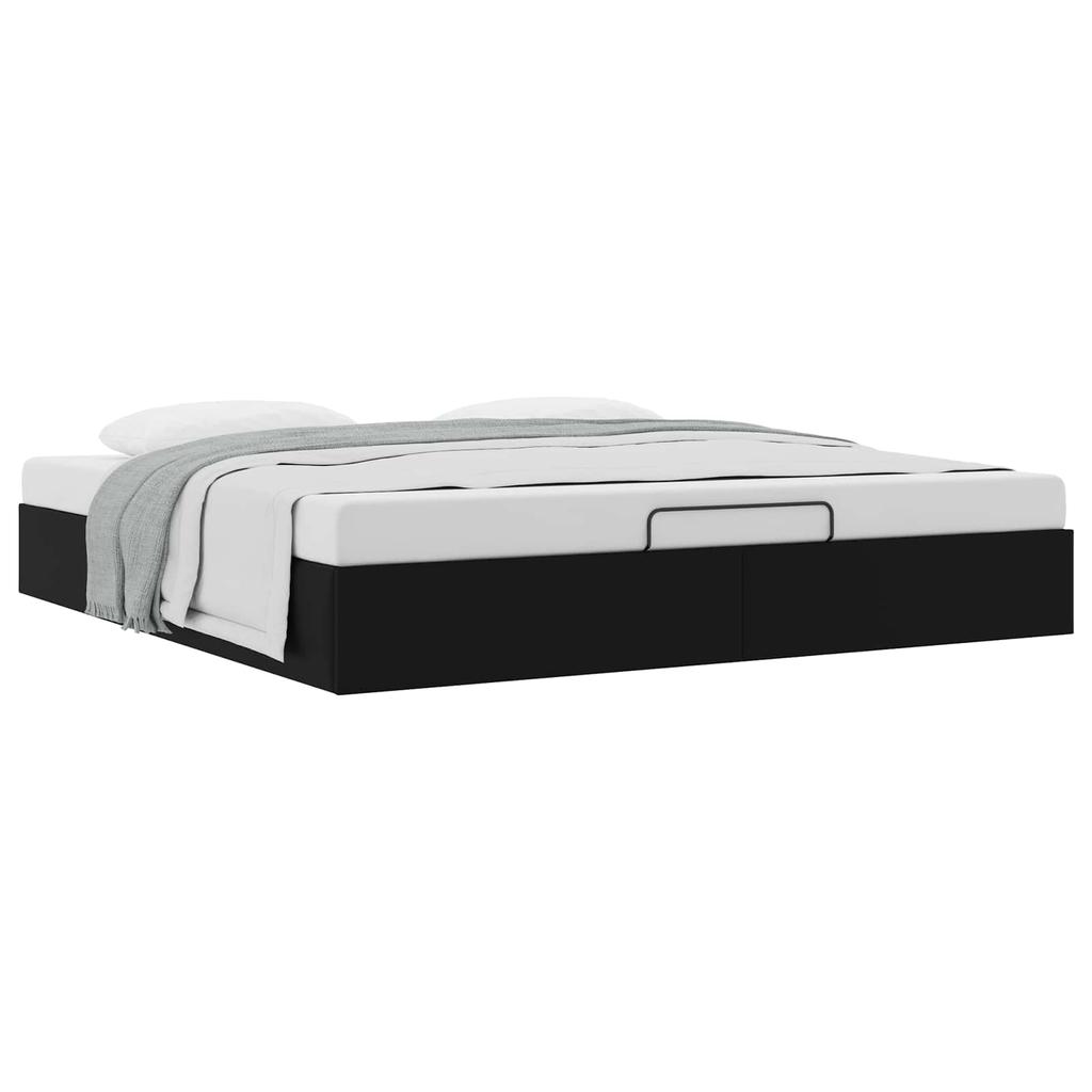 Ottoman Bed Frame in Black King Size Faux Leather