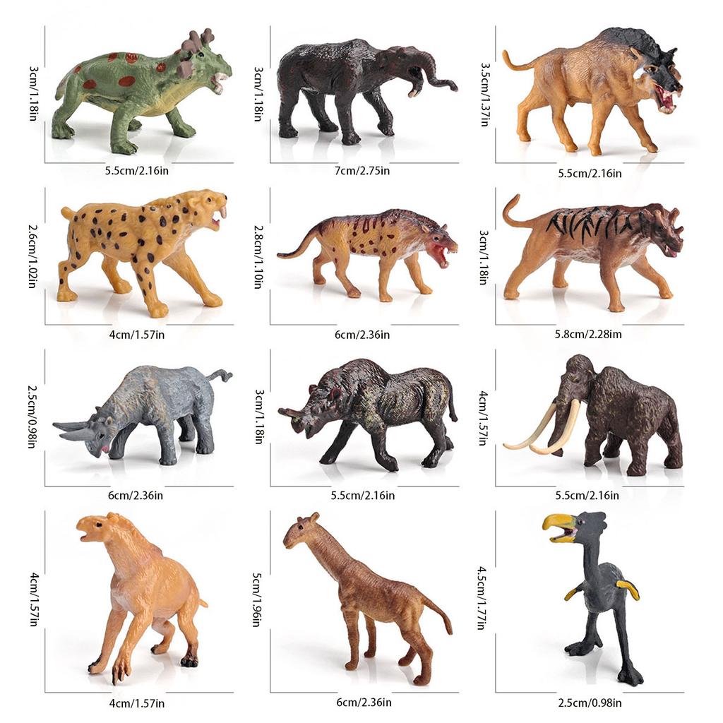 12 Simulated Prehistoric Animal Models Of Ancient Hominids Giant Rhinoceros Mammoths Multiple Children'S Decorative Toys