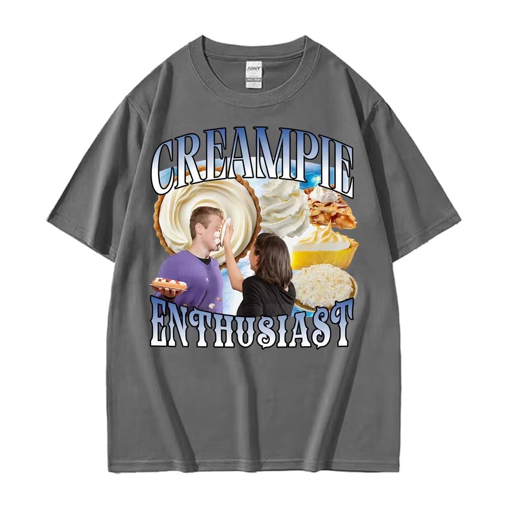 Funny Cream Pie Enthusiast Meme Graphic T Shirt Men's Women 90s Vintage Gothic Oversized T-shirts Casual Comfort EU Size T-shirt