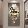 1 Modern Abstract Full Moon Canvas Art Print - Serene Bonsai and Chandelier Wall Decor, Minimalist Home Decor for Living Room an