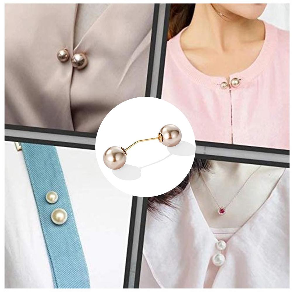 3 ks Brož s umělou perlou Módní dvojhlavý perlový provlékač Brožová spona na svetr