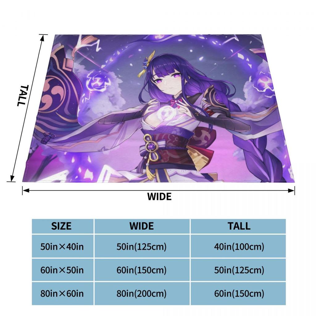 Raiden Shogun Beelzebul Anime Blankets Flannel Genshin Impact Inazuma Lightweight Thin Throw Blanket for Bed Bedspread