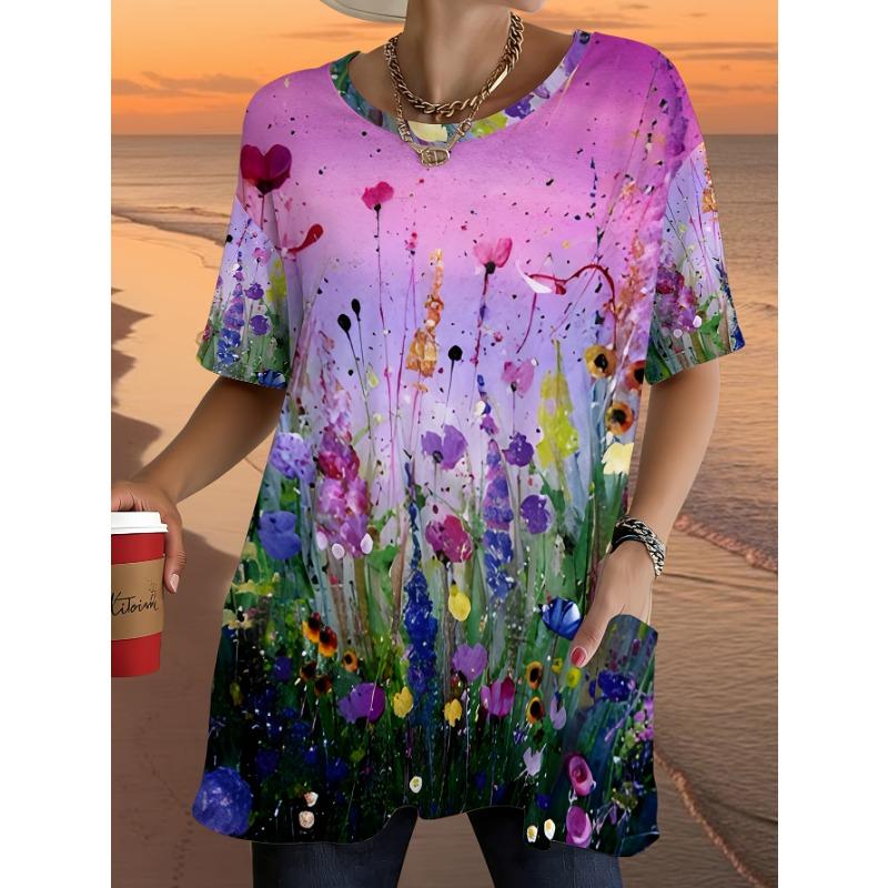 

Short-Sleeve Tee Adorned Equipped with a Pocket, Perfect for Everyday Travel, Beach Getaways 2XL