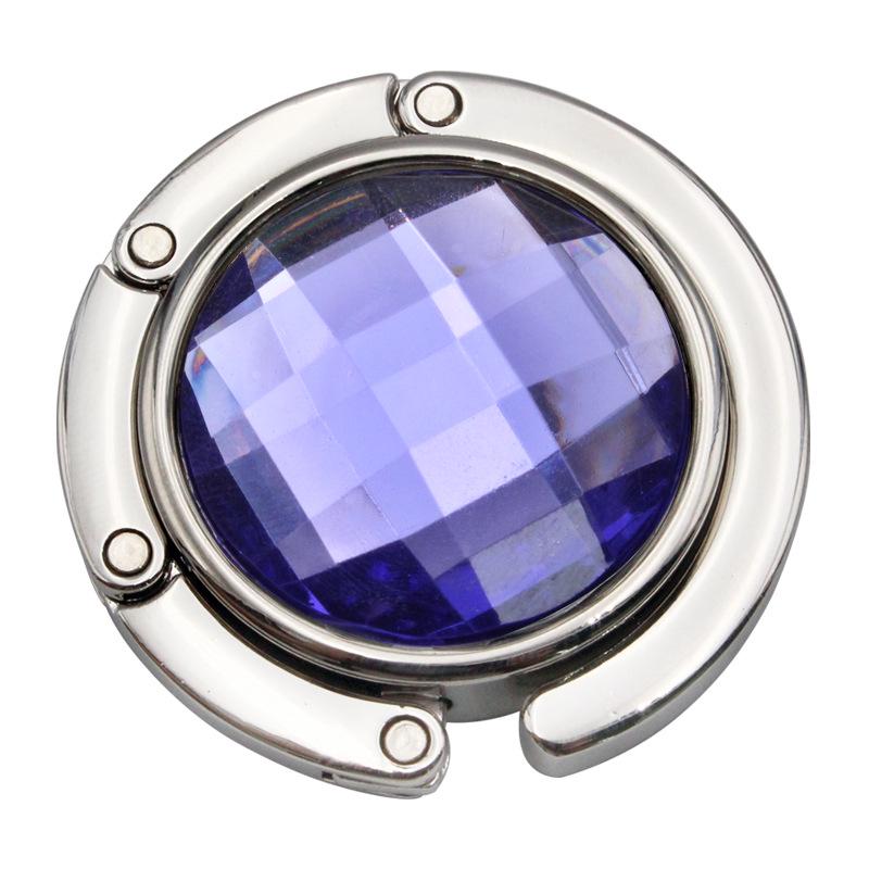 Multifaceted Crystal Round Acrylic Handbag Hook - Folding Table-Edge Hanger, Multi-Color