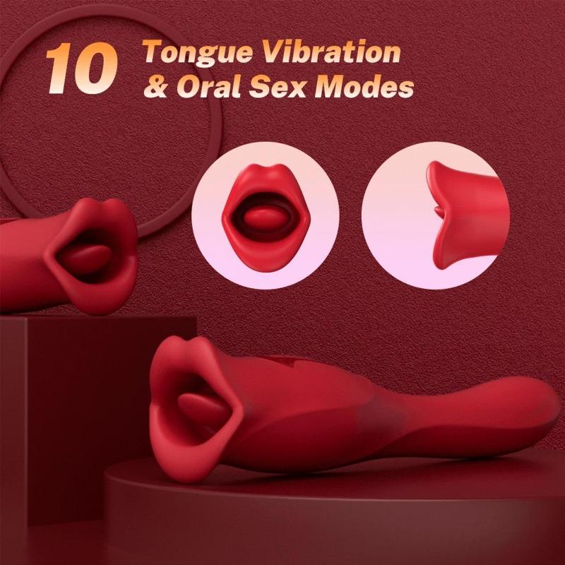 Tongue Licking Biting Vibrator for Women Oral Clitoris Nipple AnalStimulator Vagina Vibrators Female Masturbator Adult Sex Toy