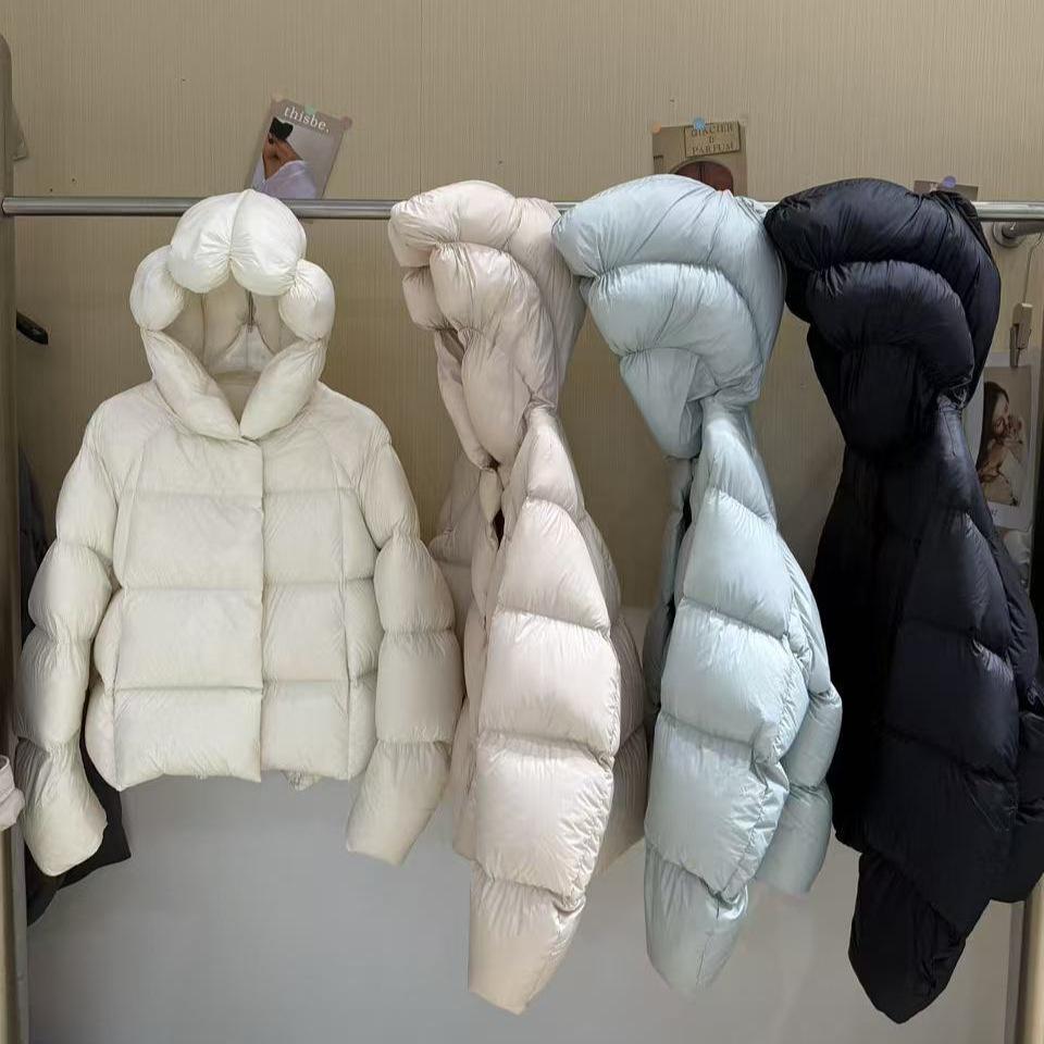 Yuyan hooded short bud hat down jacket women's white duck down new national standard winter loose bread jacket