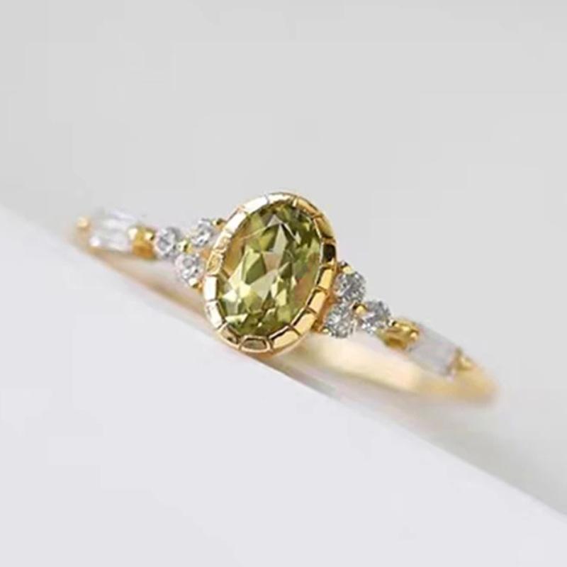 

CAOSHI Creative Chic Rings for Women Charm Yellow Oval Olive Cubic Zirconia Wedding Accessories Attractive Party Jewelry Gifts 6