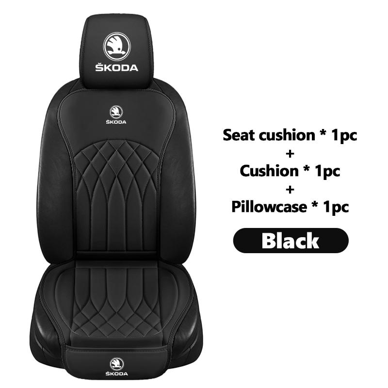 ADZ1 Car Seat Cushion Pad Leather Seat Cover Decoration Dust Proof Interior Accessories For Skoda Fabia Kodiaq Kamiq Superb Yeti