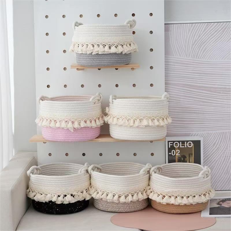 Modern Minimalist Cotton Rope Storage Basket For Kids Toys And Diapers