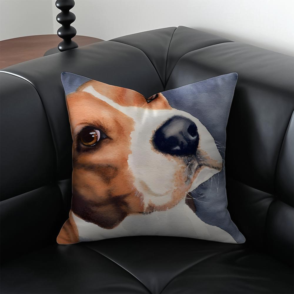 Cute Beagle Dodong Pet Cushion Cover Pillow Case Antidustmite Invisible zipper silky plush cushion