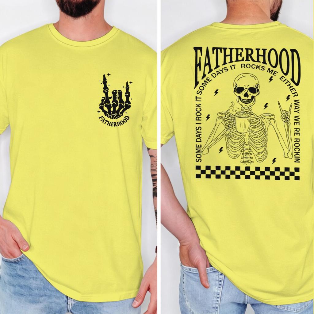 Funny Rock Dad Shirt Classic Unisexs Fatherhood Some Days I Rock It Some Days It Rocks Me Skeleton Fathers Day Gift Tshirts
