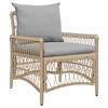 Garden Chair with Cushion Beige 73 X 61 X 77 Cm Poly Rattan