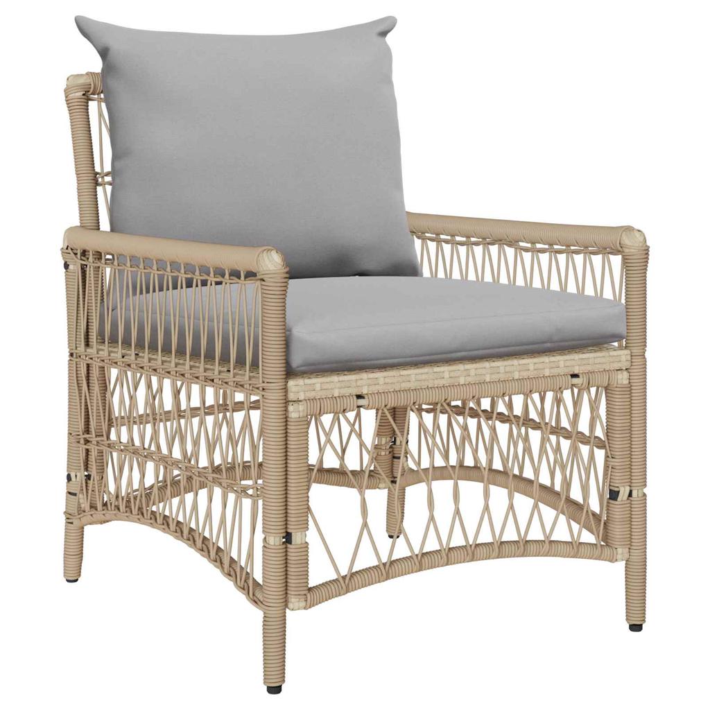 Garden Chair with Cushion Beige 73 X 61 X 77 Cm Poly Rattan