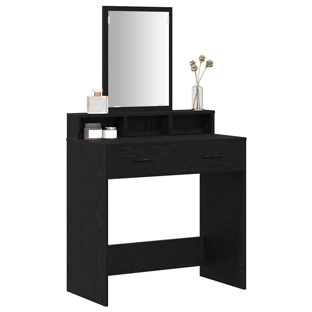 Makeup Table with Shelf Black Oak Effect 79 x 41 x 140 cm