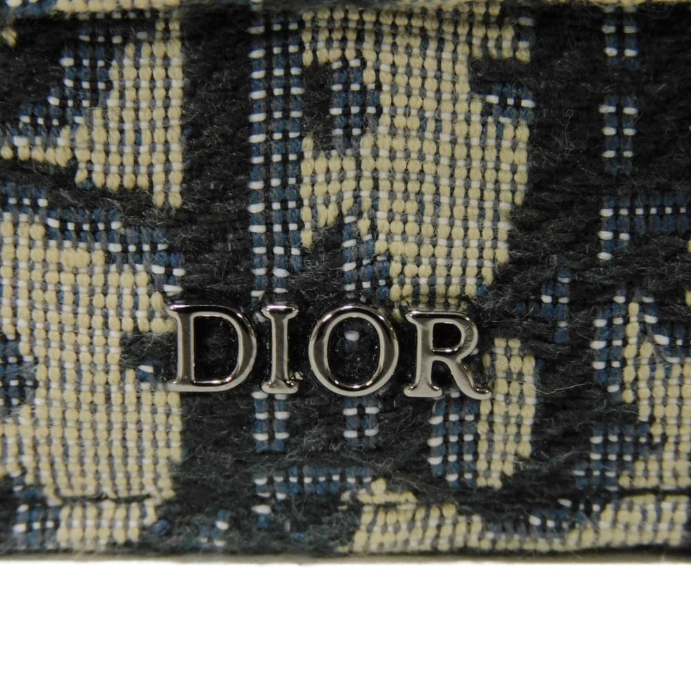 Used 10656 Oblique Jacquard Compact Wallet 2OBBC110YSE_H05E 7942 Black Japan Exclusive Logo Cotton Beige Unisex from