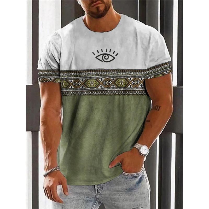 

Винтажная этническая футболка с 3D принтом, одежда с круглым вырезом, мужские топы, футболка большого размера с короткими рукавами, летняя свободная мужская уличная одежда, мужская одежда 4XL