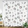 1pc Hand-Drawn Hearts Shower Curtain - Whimsical Black Outline & Pink Fill Playful Pattern, Durable Polyester Fabric, Machine Wa