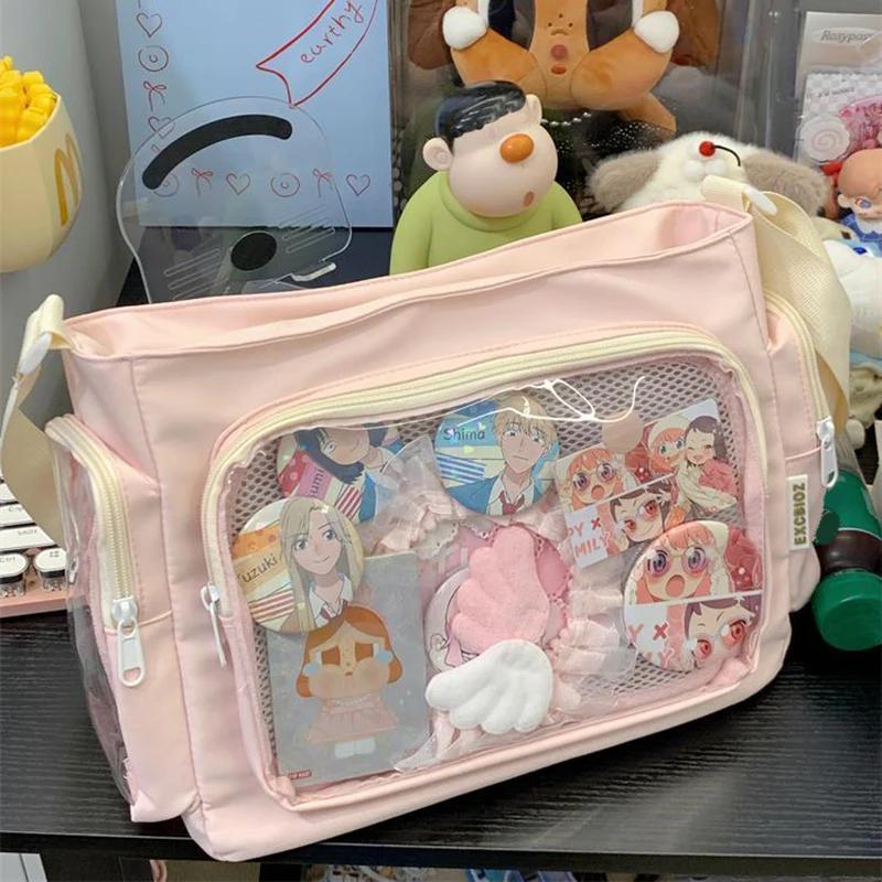 Nylon Aesthetic Transparent Display DIY Basges Students Subculture JK Crossbody Shoulder Bags Casual Sweet Girls Ulzzang Ita Bag