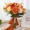 Exquisite Waterdrop Design Autumn Orange Flower Handheld Artificial Bouquet for Home Decoration and Events