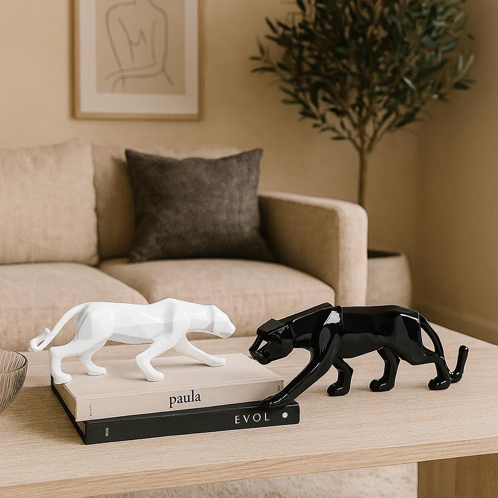 Panteră Modernă Alb-Negru cu Formă Geometrică pentru Decor Acasă (Pachet de 2, Alb & Negru)