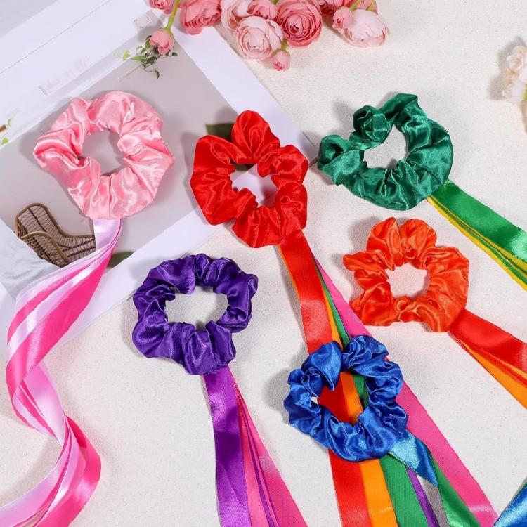 6Pcs Dancing Rhythm Wrist Streamers Gymnastics Dance Decorations Rainbow Dance Ribbons for Dance Shows, Music Classroom