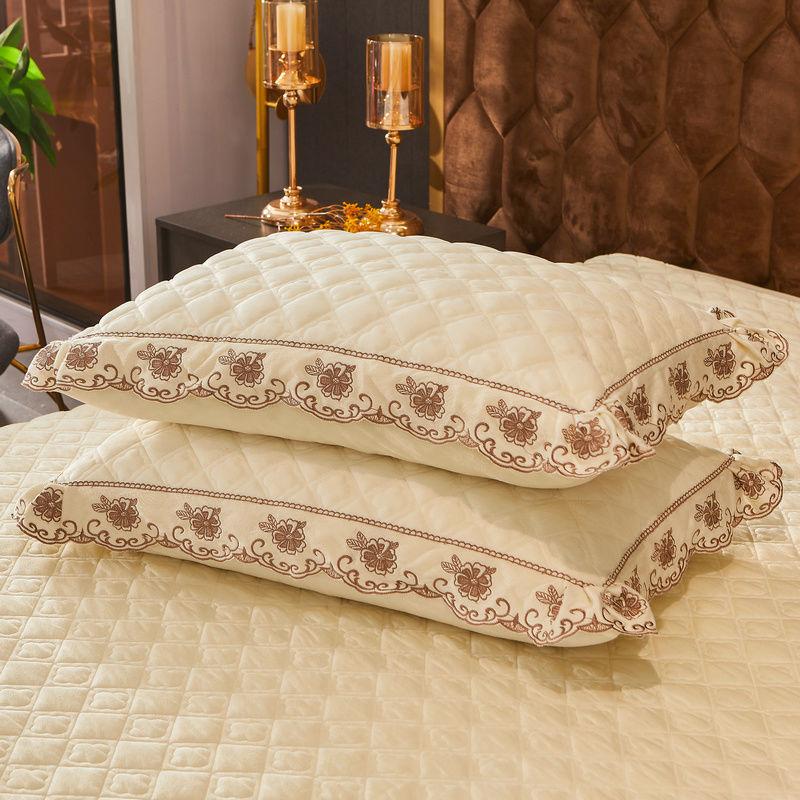 2PC Plaid Crystal Velvet Pillowcase with Zipper Ruffle Deco Soft and Warm Solid Color Rectangle Pillow Cover