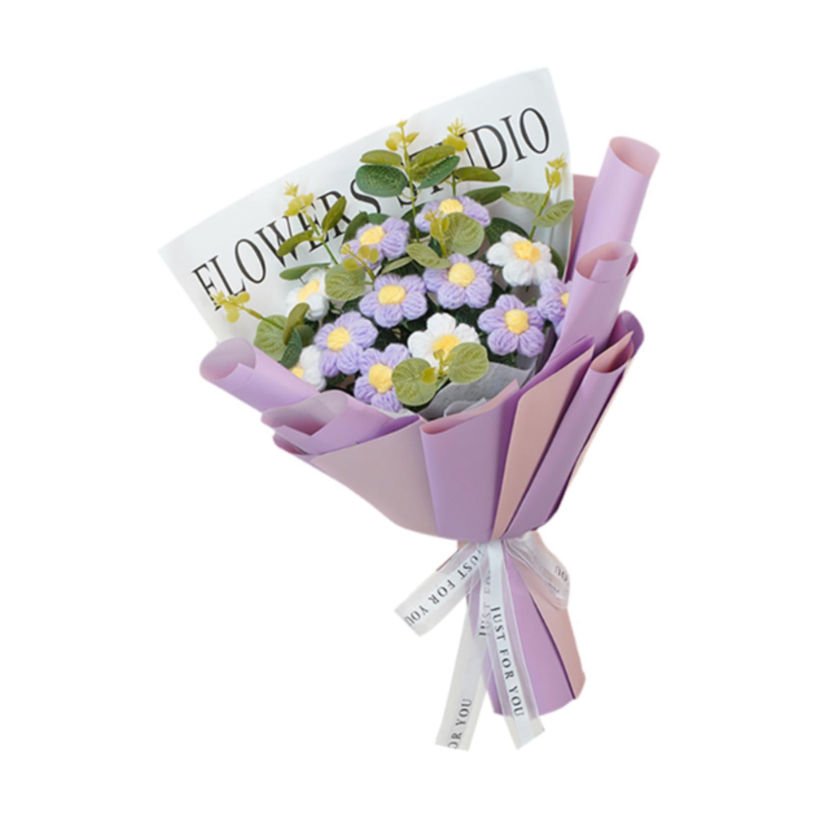 

Handmade Knitted Preserved Flower Crochet Flower Bouquet Artificial Flowers for фиолетовый