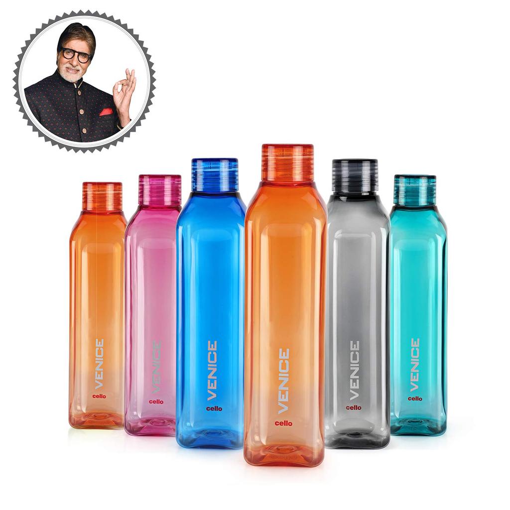 Cello Unbreakable 1000ml Water Bottles Set Of 6 | Bpa-Free Leakproof Kitchen Storage | Vibrant Reusable Bottles For Gym Office Travel