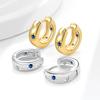 Minimalist Light Luxury Blue Zircon Star Moon Hoop Earrings Fashionable Women Jewelry