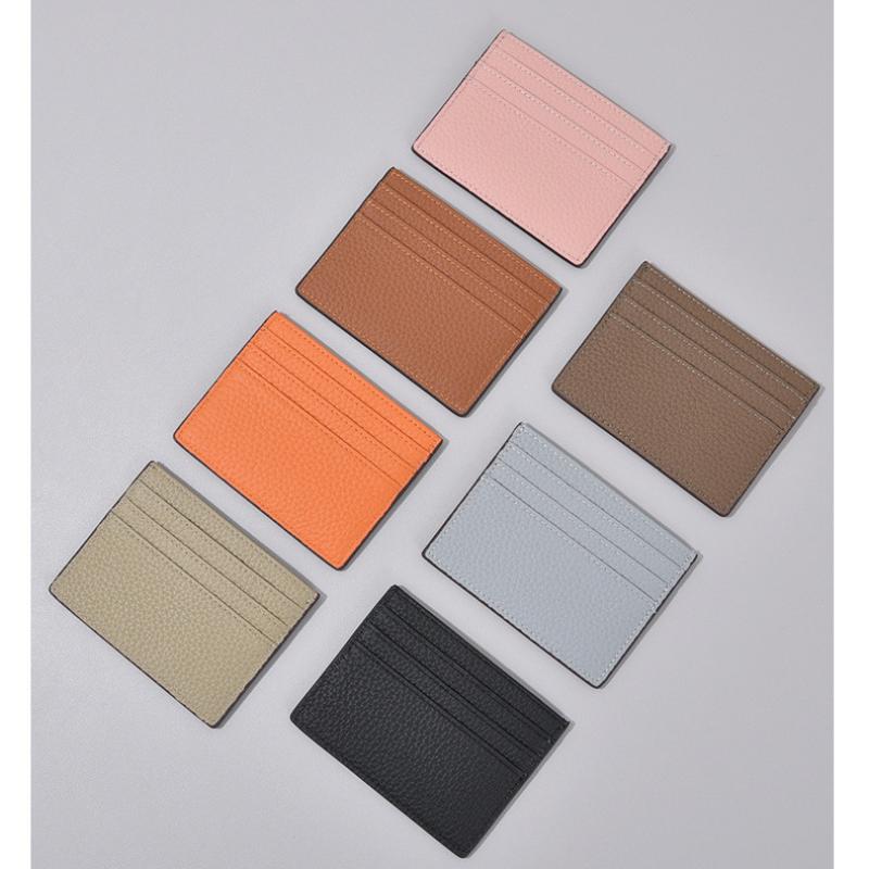Ultra-Thin Genuine Leather Business Card Holder Compact Wallet Simple Design Top Layer Cowhide Single-Piece Card Sleeve High-End