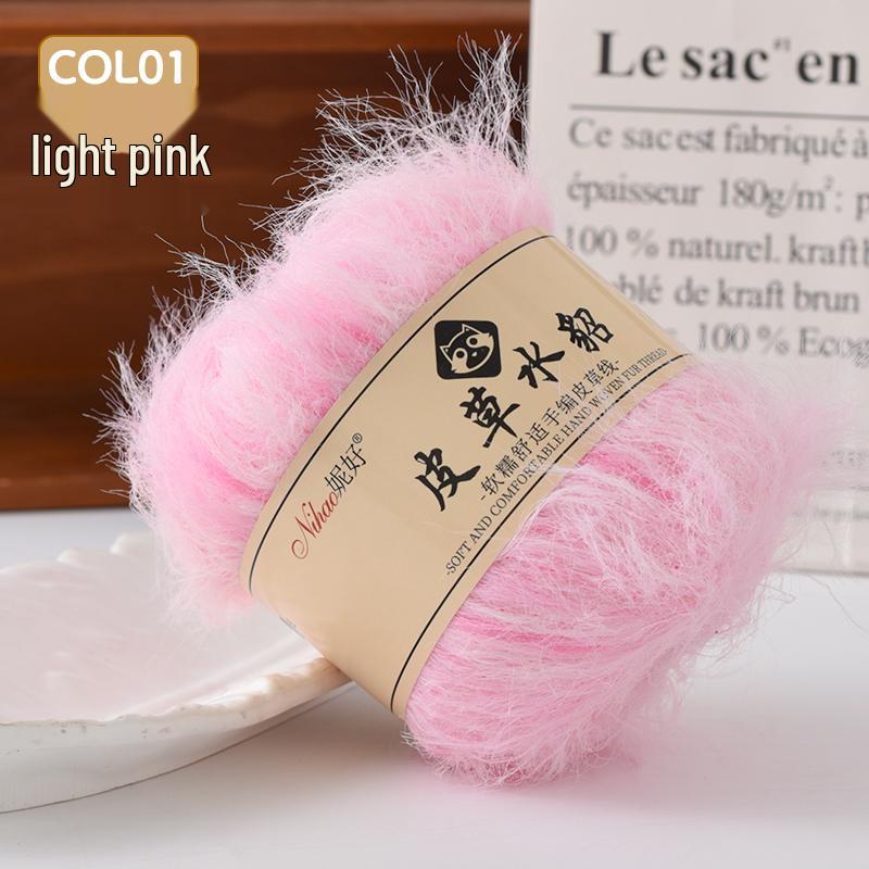 Hand-Knitted Coral Velvet Mink Yarn Pack for Scarves & DIY Projects